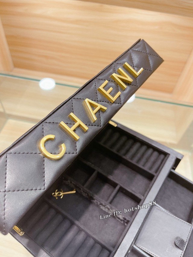 chanel香奈兒黑色原版皮首飾盒 gdx1290